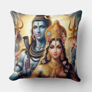 Hindu Gott und Göttin Shiva und Parvati Pillow Kissen