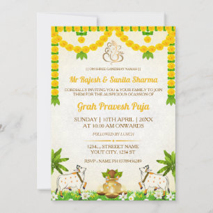 Hindu Graha Pravesh Puja Einladungskarte