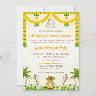 Hindu Graha Pravesh Puja Einladungskarte
