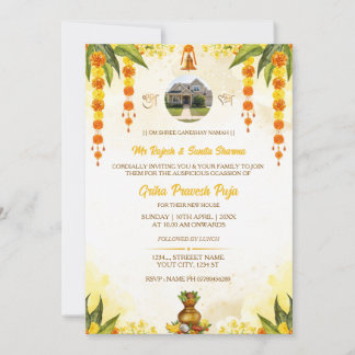 Hindu Griha Pravesh Einladungskarte mit Foto