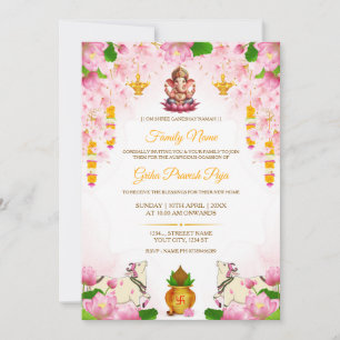 Hindu Griha Pravesh Puja Einladung, editierbar Einladung