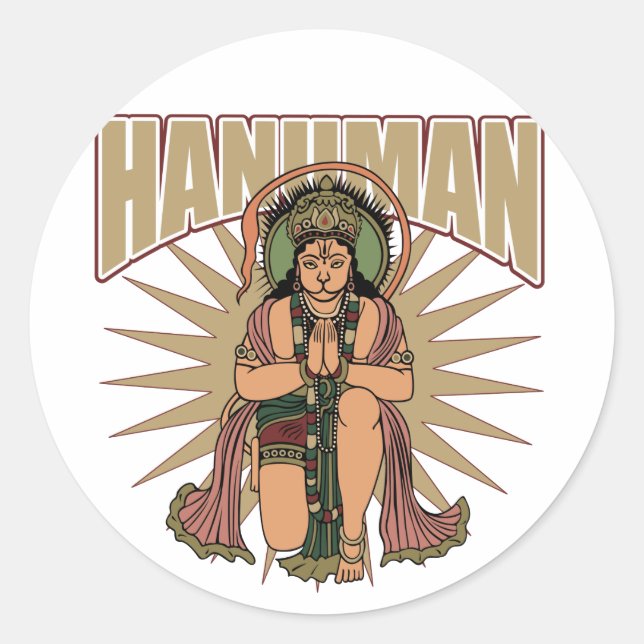 Hindu Hanuman Runder Aufkleber (Vorderseite)