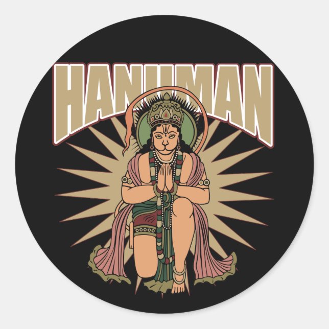 Hindu Hanuman Runder Aufkleber (Vorderseite)