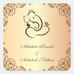 Hindu Hochzeit Ganapati Quadratischer Aufkleber