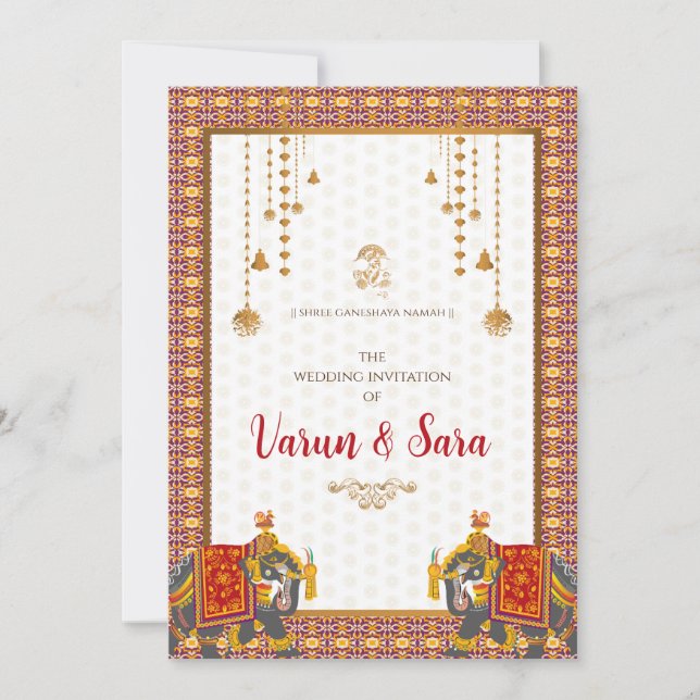 Hindu Hochzeitseinladung & indische Einladungen (Vorderseite)