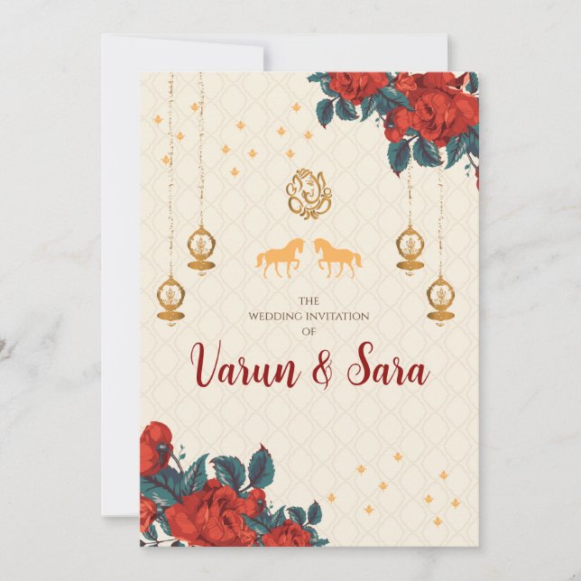 Hindu Hochzeitseinladung & indische Einladungen (Vorderseite)