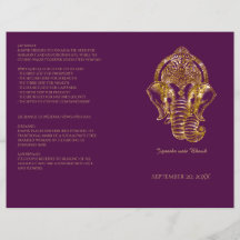 Hindu-Hochzeitsprogramm für lila Glitzer und Gold