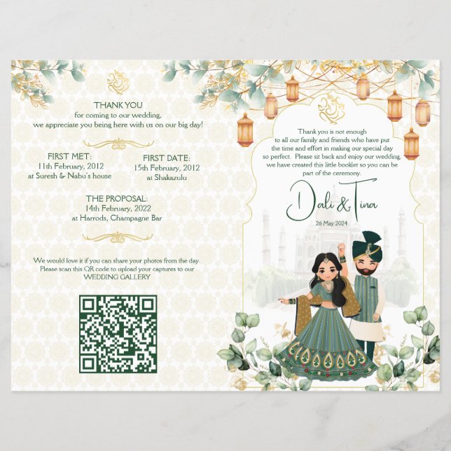 Hindu-Hochzeitsrituale Programm grünes Gold Flyer (Vorne)