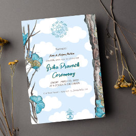 Hindu House Erwärmung Griha Pravesh Blue Butterfly Einladung
