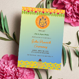 Hindu House Erwärmung Griha Pravesh Chakra Ganesha Einladung