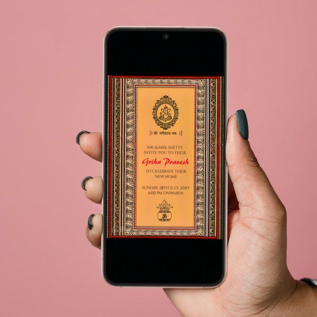 Hindu House Erwärmung Griha Pravesh Einladung (Von Creator hochgeladen)