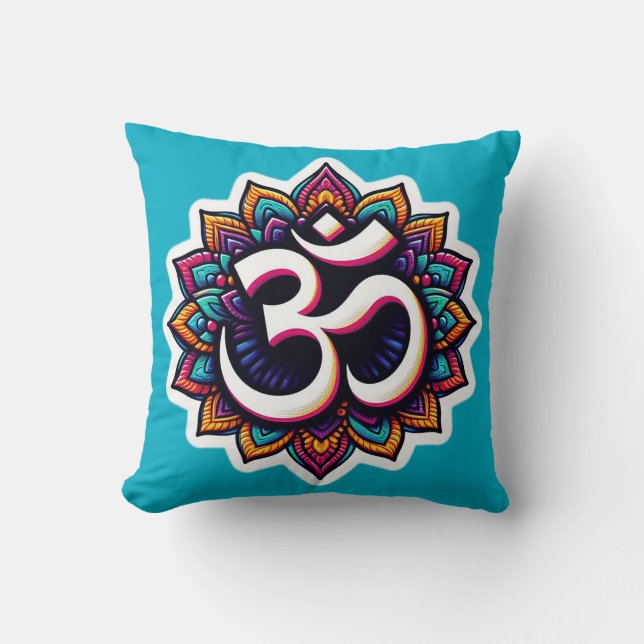 Hindu-Medikationssymbol Om Throw Kissen (Vorderseite)