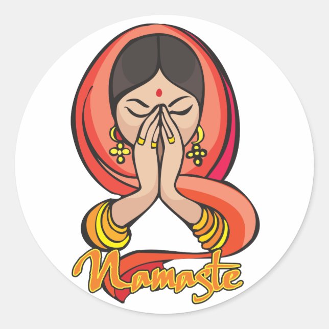 Hindu Namaste Runder Aufkleber (Vorderseite)