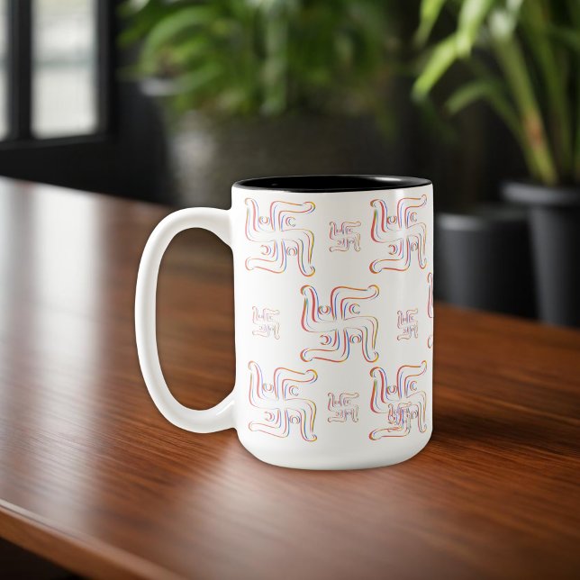 Hindu Sacred Symbol Swastika Zweifarbige Tasse (Von Creator hochgeladen)