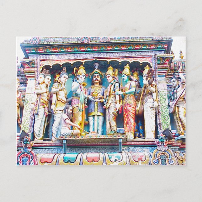 Hindu Tempeldekoration, hinduistisches Leben Postkarte (Vorderseite)