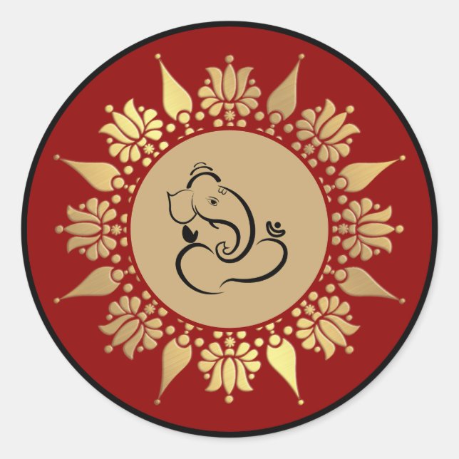 Hindu Wedding Ganesha Runder Aufkleber (Vorderseite)