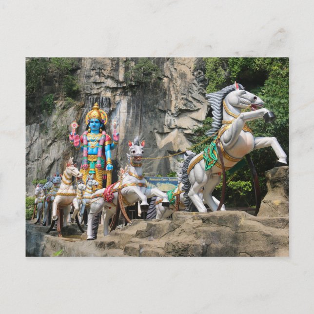 Hindugott mit Pferdekutsche in der Höhle von Ramay Postkarte (Vorderseite)