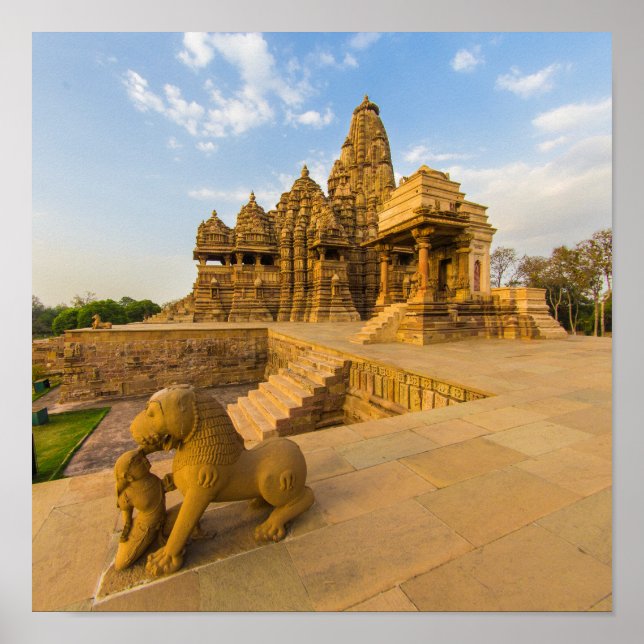 Hindutempel in Khajuraho Poster (Vorne)