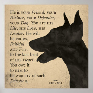 "Hingabe" Vintager Stil Doberman Poster