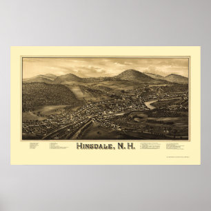 Hinsdale, panoramische Karte NH - 1886 Poster