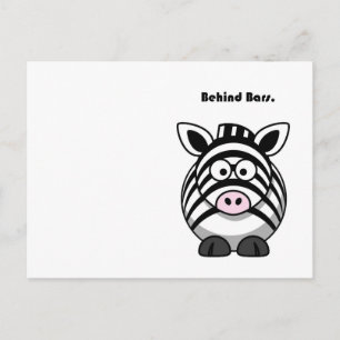 Hinter Bars Zebra - Funny Cartoon Animal Pub Postkarte