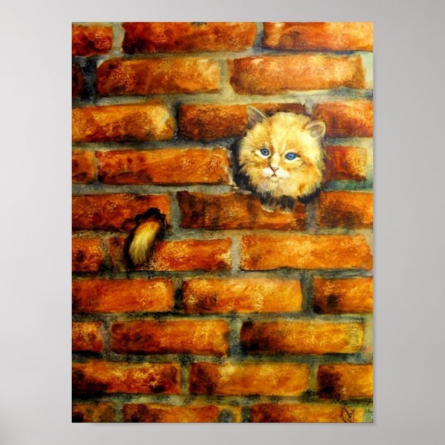 Hinter der Ziegelmauer drucken Kunstwerke Poster (Vorne)