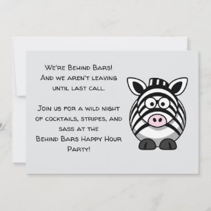 Hinter Gittern Zebra – Lustiger Cartoon-Tier-Wortw Einladung