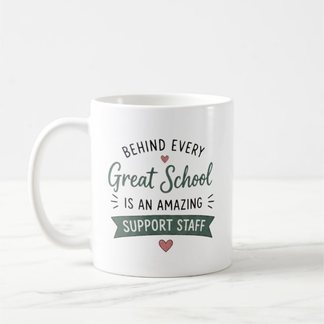 Hinter jedem großartigen Schul-Support-Team-Gesche Kaffeetasse (Links)