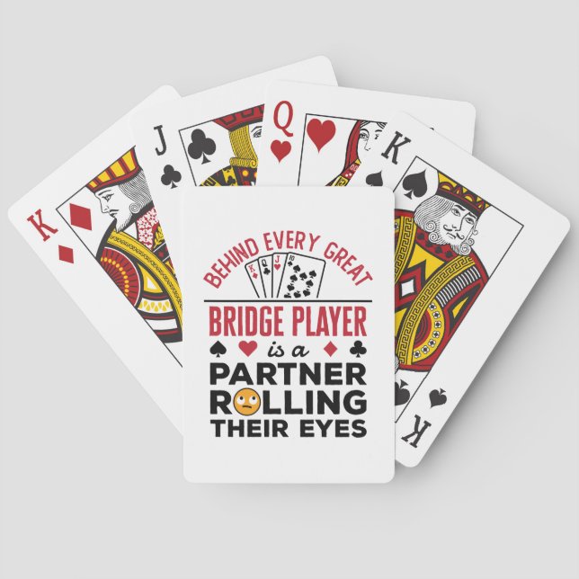 Hinter jedem großen Bridge-Player Funny-Sprichwort Spielkarten (Rückseite)