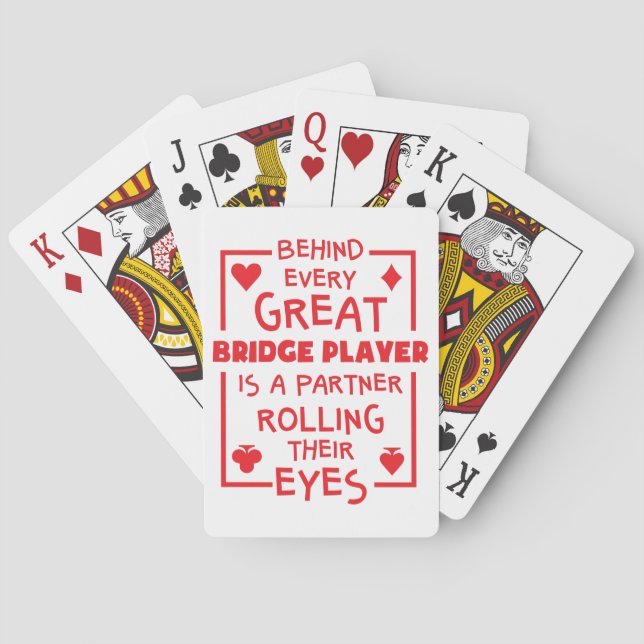 Hinter jedem großen Bridge-Spieler, der Augen roll Spielkarten (Rückseite)