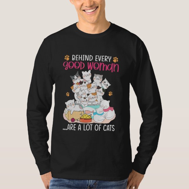 Hinter jeder guten Frau stehen eine Menge Katzen M T-Shirt (Vorderseite)