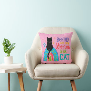 Hinter jeder starken Frau steht ihre Katze Kissen