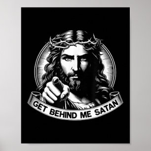 Hinter mir Satan Gott rette Amerika Jesus Meme Poster