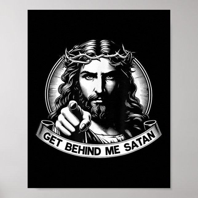 Hinter mir Satan Gott rette Amerika Jesus Meme  Poster (Vorne)