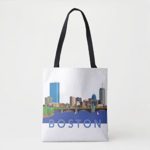 Hintere Bucht-Boston-Skyline-Computer-Illustration Tasche