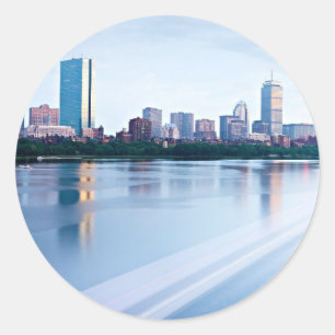 Hintere Bucht Bostons über Charles River Runder Aufkleber