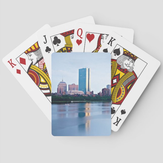 Hintere Bucht Bostons über Charles River Spielkarten (Rückseite)