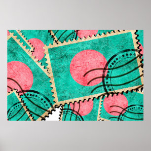Hintere Innendekoration der postalen Briefmarke, H Poster