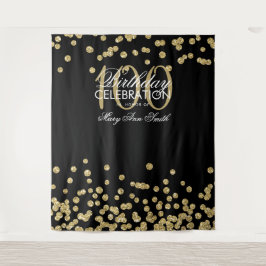 Hintergrund 100. Geburtstag Gold Black Confetti Wandteppich