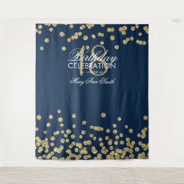 Hintergrund 18. Geburtstag Gold Navy Confetti Wandteppich
