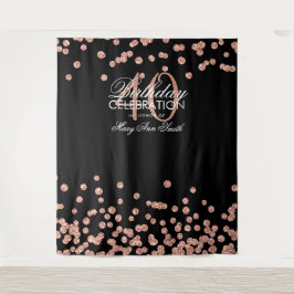 Hintergrund 40. Geburtstag Rose Gold Black Confett Wandteppich