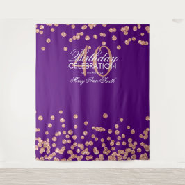 Hintergrund 40. Geburtstag Rose Gold Lila Confetti Wandteppich