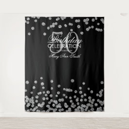 Hintergrund 50. Geburtstag Silver Black Confetti Wandteppich