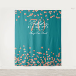Hintergrund 70. Geburtstag Rose Gold Aquamarin Con Wandteppich