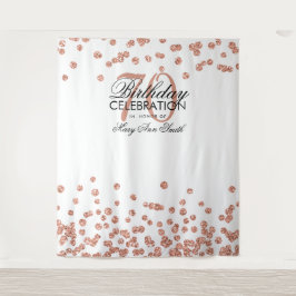 Hintergrund 70. Geburtstag Rose Gold White Confett Wandteppich