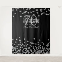Hintergrund 70. Geburtstag Silver Black Confetti