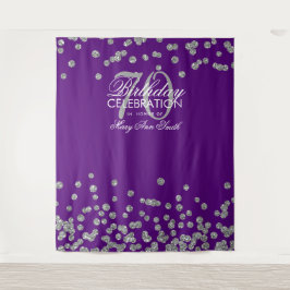 Hintergrund 70. Geburtstag Silver Lila Confetti Wandteppich
