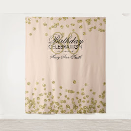 Hintergrund 80. Geburtstag Gold Blush Pink Confett Wandteppich