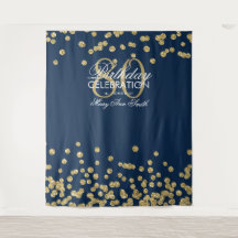 Hintergrund 80. Geburtstag Gold Navy Confetti