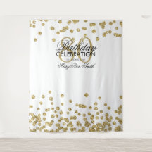 Hintergrund 80. Geburtstag Gold White Confetti